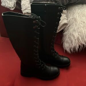 Black leather combat boots/NEW W/ BOX